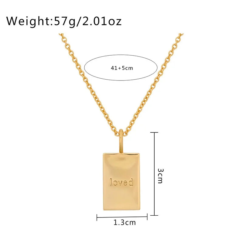 Wholesale Jewelry Simple Style Square Stainless Steel Titanium Steel 18K Gold Plated Plating Pendant Necklace