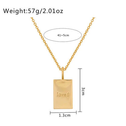 Wholesale Jewelry Simple Style Square Stainless Steel Titanium Steel 18K Gold Plated Plating Pendant Necklace