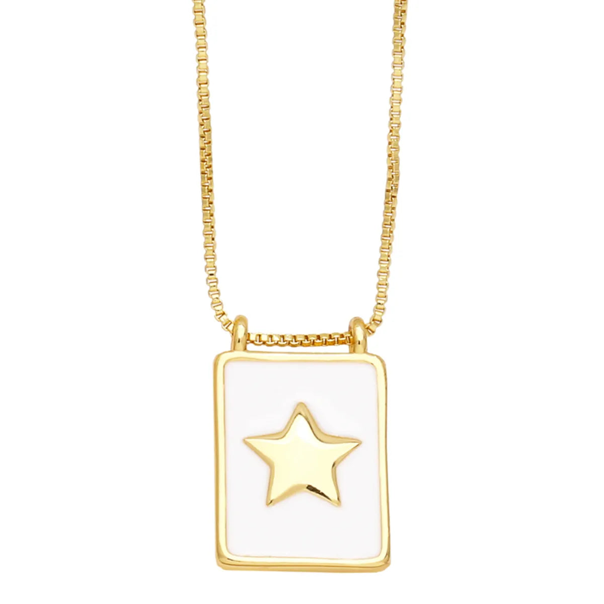 Simple Style Square Star Moon Copper 18k Gold Plated Pendant Necklace In Bulk