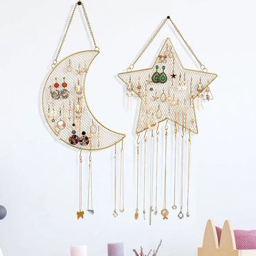 Simple Style Square Star Moon Metal Hollow Out Jewelry Rack