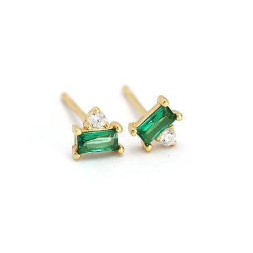 Simple Style Square Sterling Silver Inlay Zircon Ear Studs 1 Pair