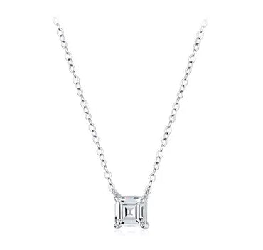 Simple Style Square Sterling Silver Inlay Zircon Pendant Necklace 1 Piece