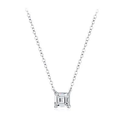 Simple Style Square Sterling Silver Inlay Zircon Pendant Necklace 1 Piece