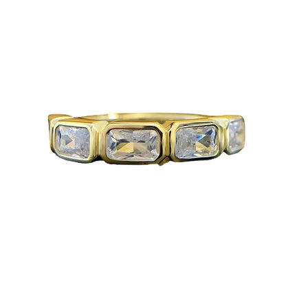 Simple Style Square Sterling Silver Inlay Zircon Rings