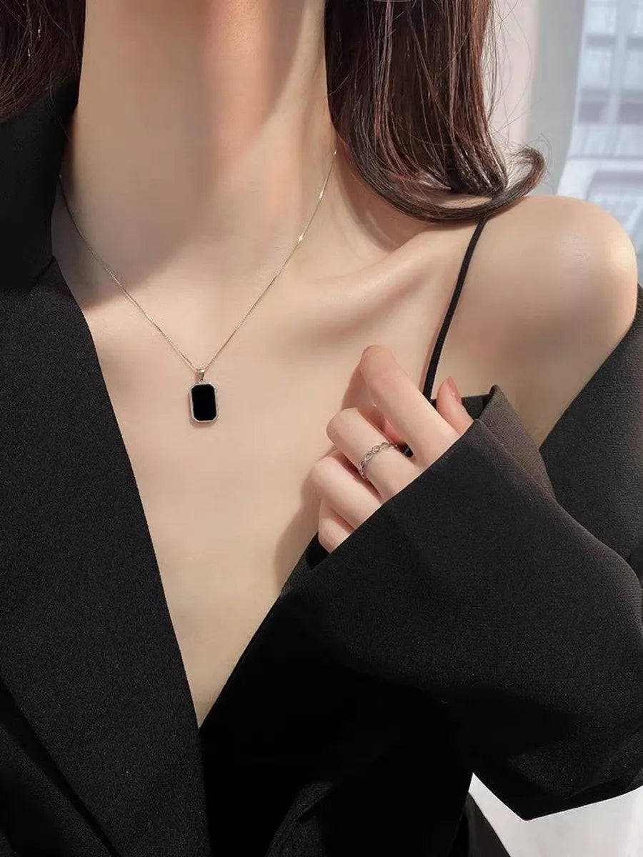 Simple Style Square Sterling Silver Plating Gold Plated Pendant Necklace