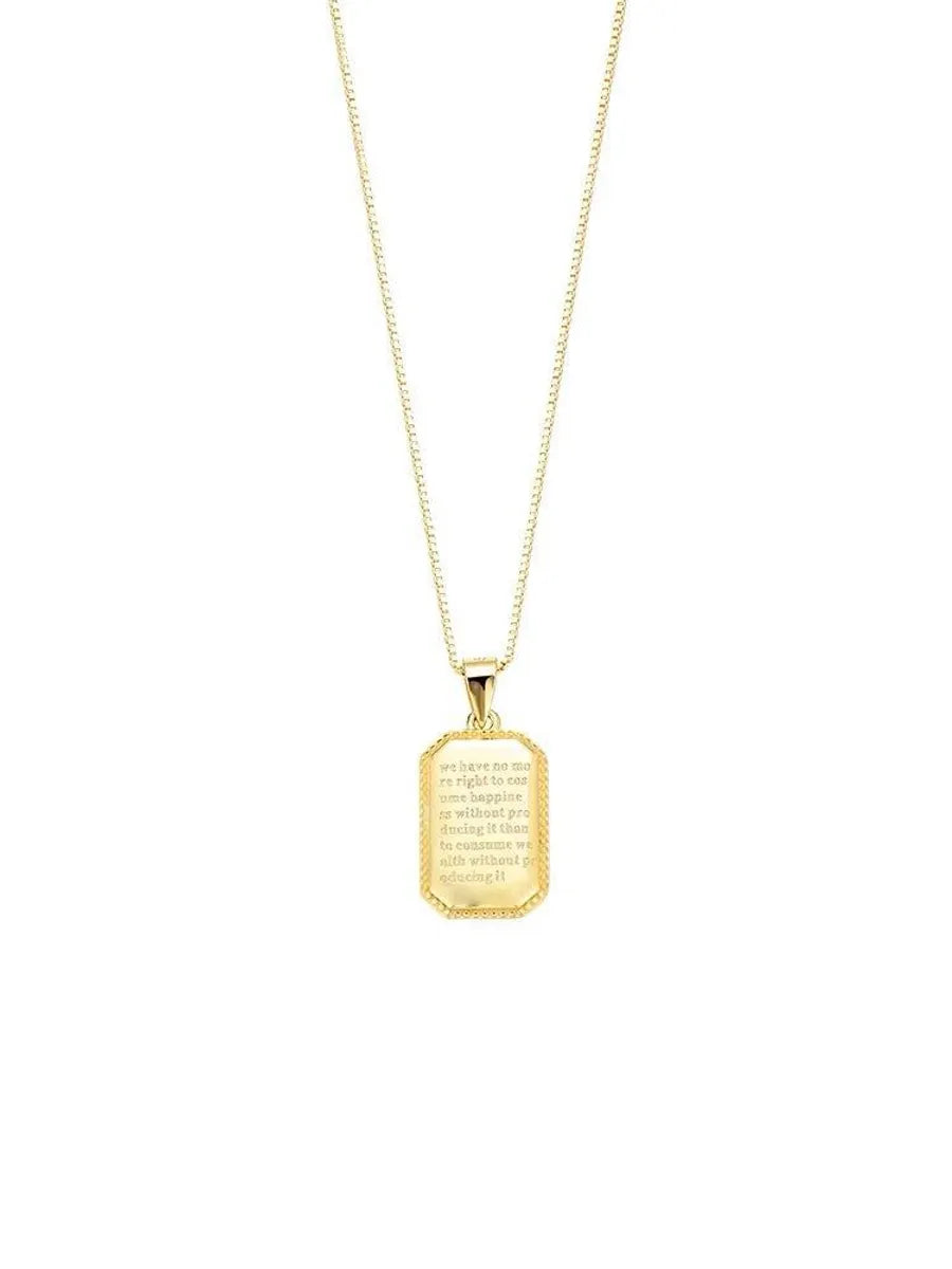 Simple Style Square Sterling Silver Plating Gold Plated Pendant Necklace