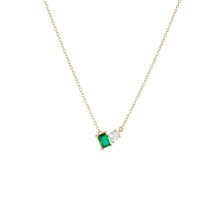 Simple Style Square Sterling Silver Plating Inlay Zircon 14k Gold Plated Rhodium Plated Pendant Necklace