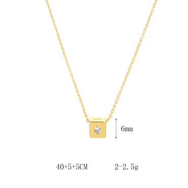 Simple Style Square Sterling Silver Plating Inlay Zircon 18k Gold Plated White Gold Plated Necklace