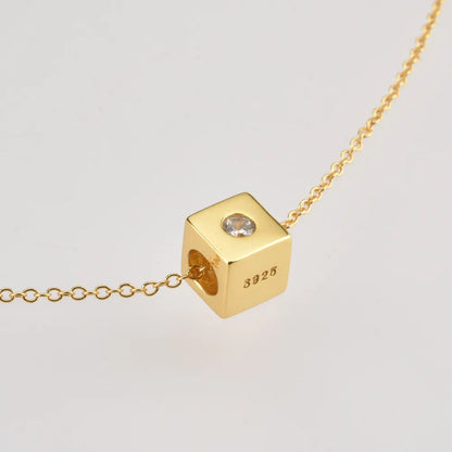 Simple Style Square Sterling Silver Plating Inlay Zircon 18k Gold Plated White Gold Plated Necklace