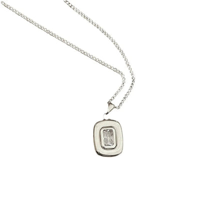 Simple Style Square Sterling Silver Zircon Pendant Necklace In Bulk