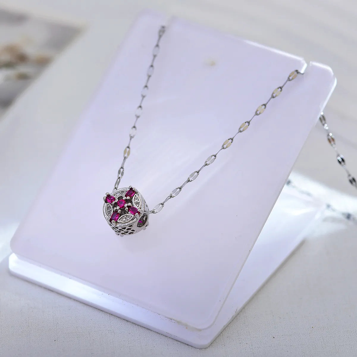 Simple Style Square Titanium Steel Copper Plating Inlay Zircon Pendant Necklace