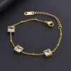 Titanium Steel 18K Gold Plated Simple Style Inlay Square Rhinestones Bracelets Necklace