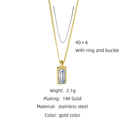 Wholesale Jewelry Simple Style Square 304 Stainless Steel Zircon 18K Gold Plated Inlay Earrings Necklace