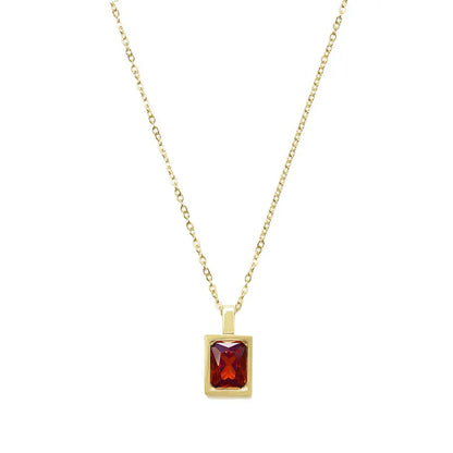 Wholesale Jewelry Simple Style Square 304 Stainless Steel Zircon 18K Gold Plated Inlay Earrings Necklace