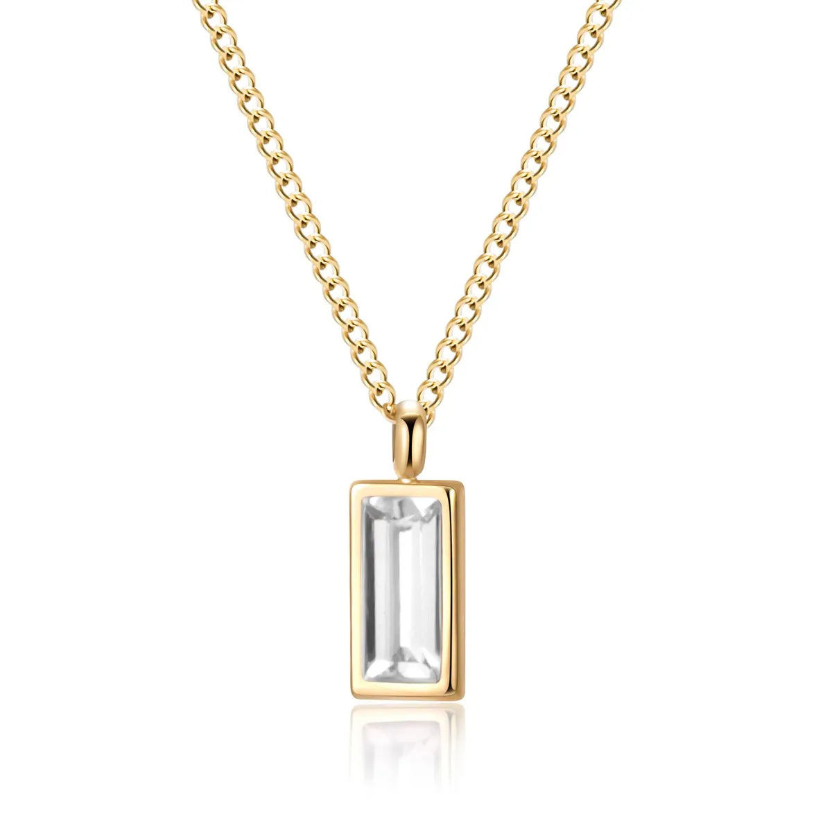 Wholesale Jewelry Simple Style Square 304 Stainless Steel Zircon 18K Gold Plated Inlay Earrings Necklace