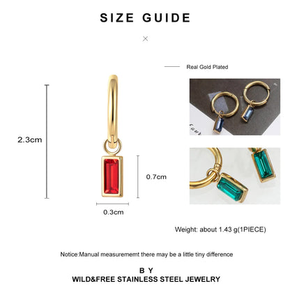 Wholesale Jewelry Simple Style Square 304 Stainless Steel Zircon 18K Gold Plated Inlay Earrings Necklace