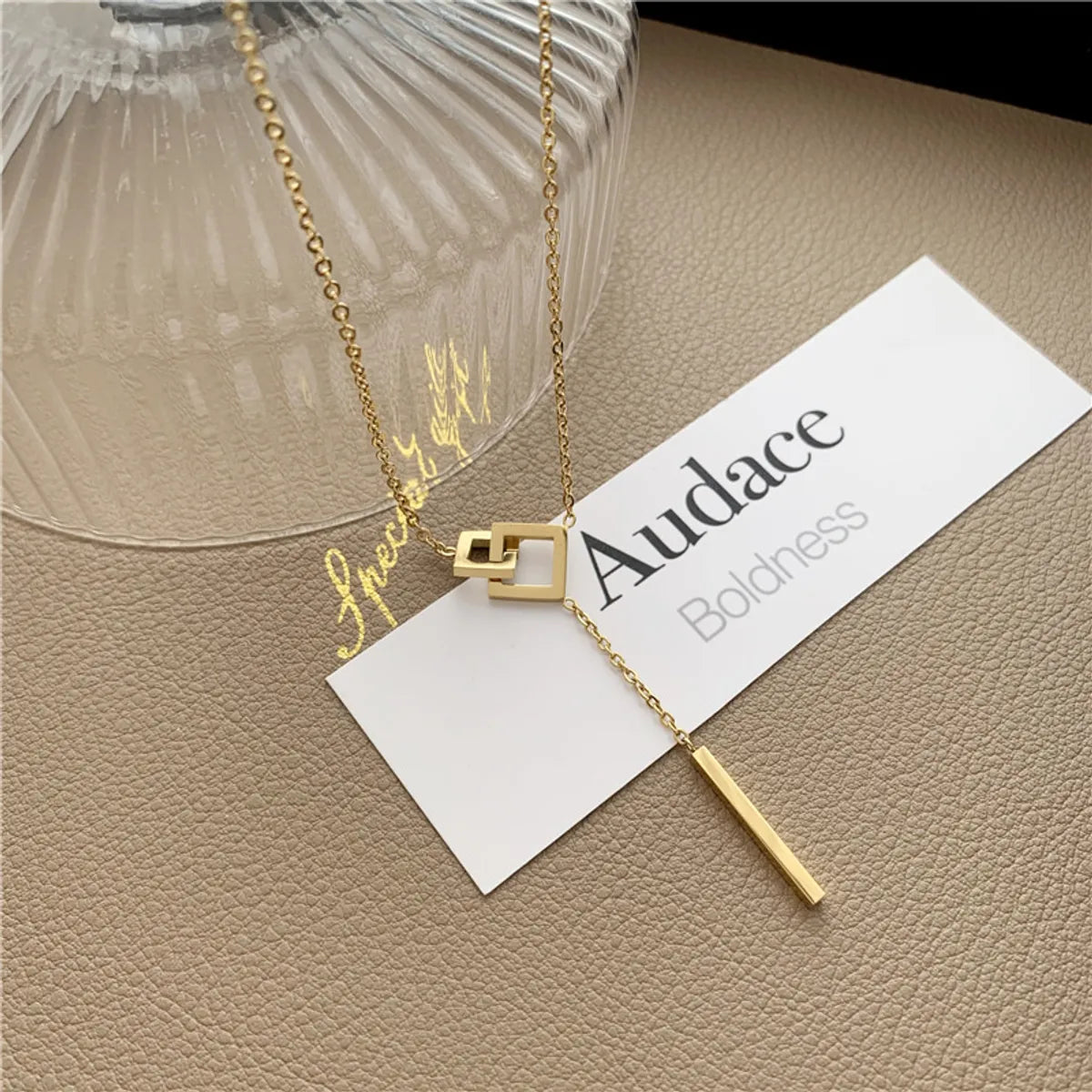 Simple Style Square Titanium Steel Plating 18k Gold Plated Pendant Necklace