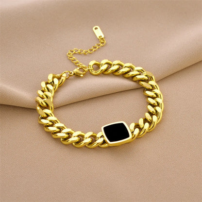 Simple Style Square Titanium Steel Plating Bracelets Necklace 1 Piece