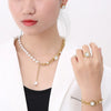 Wholesale Simple Style Square Water Droplets Stainless Steel Plating Inlay 18k Gold Plated Zircon Jewelry Set