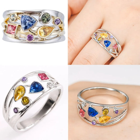 Simple Style Square Water Droplets Zircon Alloy Wholesale Rings