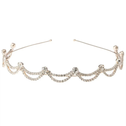 Girl'S Simple Style Square Waves Metal Inlay Rhinestones Pearl Hair Band