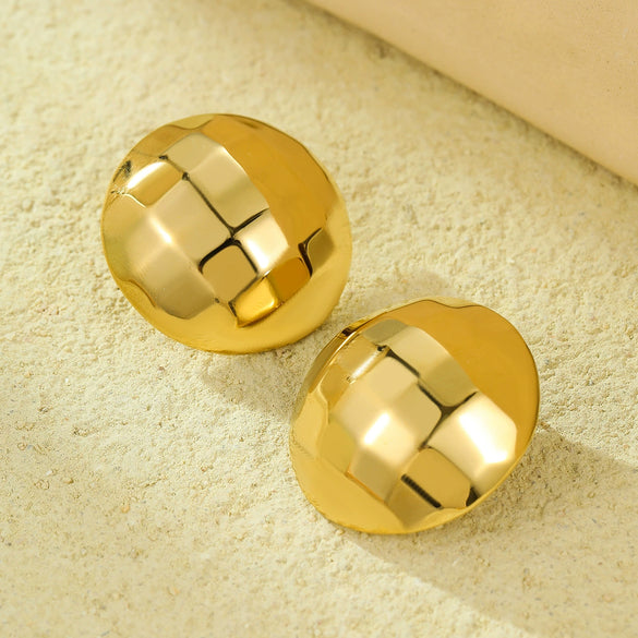 Simple Style Stainless Steel Round Square Electroplated Women's Earrings