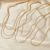 Simple Style Stainless Steel Snake Chain Necklace Pvd Electroplated Gold Square Snake Bone Multi Layer Stacked Geometric Style Sweater Chain For Women