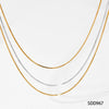 Simple Style Stainless Steel Snake Chain Necklace Pvd Electroplated Gold Square Snake Bone Multi Layer Stacked Geometric Style Sweater Chain For Women