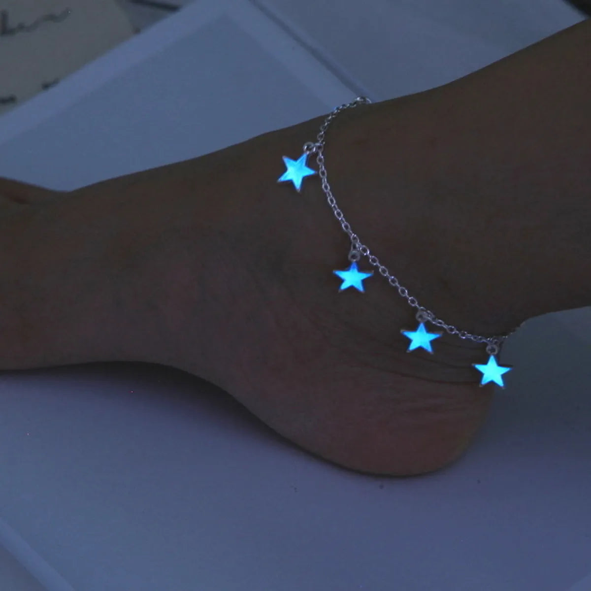 Simple Style Star Alloy Luminous Women's Anklet