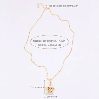 Simple Style Star Copper 18k Gold Plated White Gold Plated Zircon Pendant Necklace In Bulk