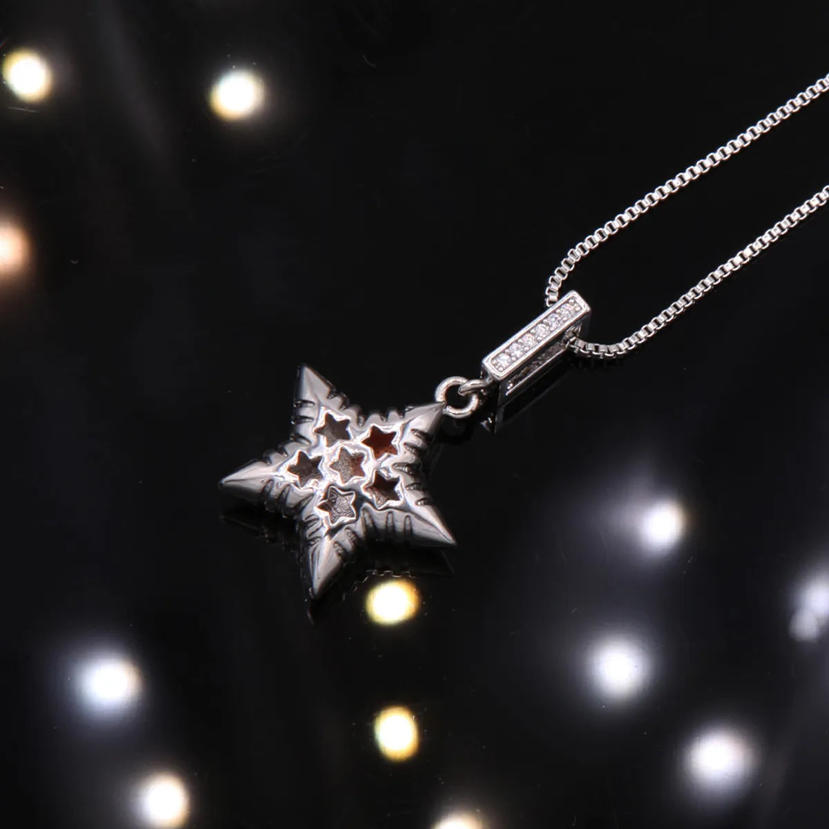 Simple Style Star Copper 18k Gold Plated White Gold Plated Zircon Pendant Necklace In Bulk