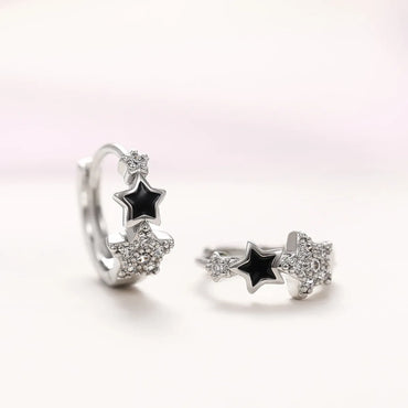 Simple Style Star Copper Inlay Zircon Hoop Earrings 1 Pair