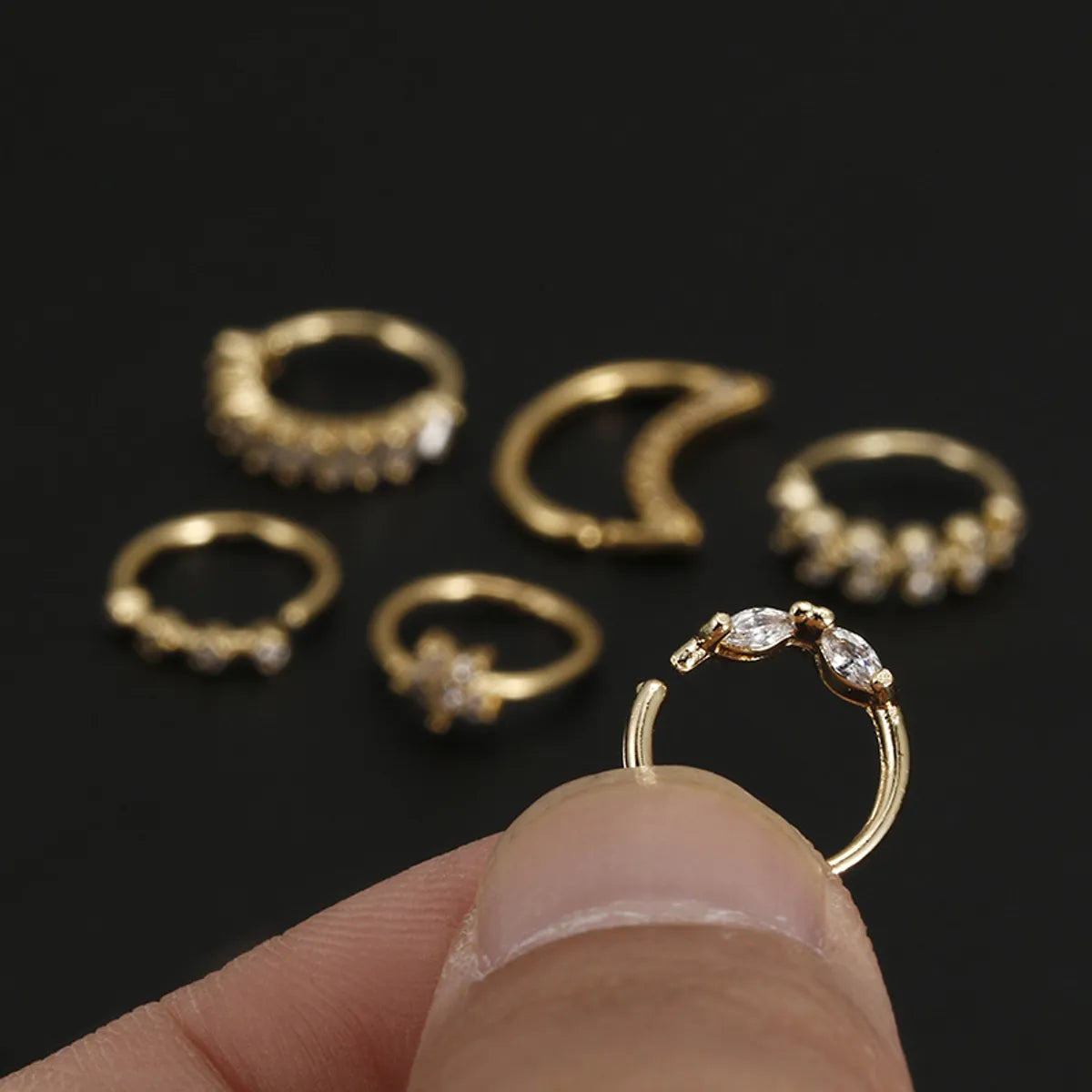 Simple Style Star Copper Inlay Zircon Nose Ring