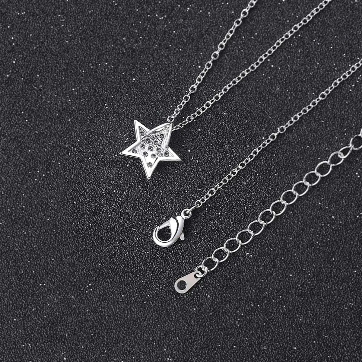 Simple Style Star Copper Inlay Zircon Pendant Necklace