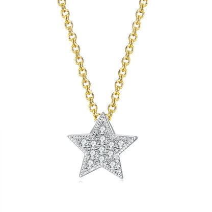 Simple Style Star Copper Inlay Zircon Pendant Necklace