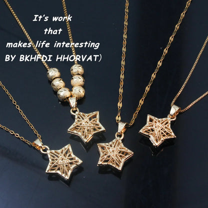 Simple Style Star Copper Plating Hollow Out Pendant Necklace