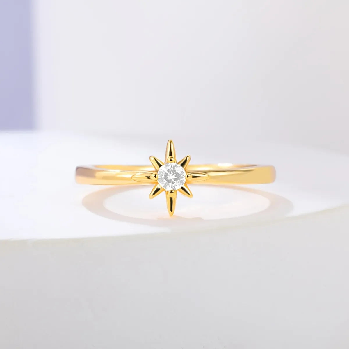 Simple Style Star Copper Gold Plated Zircon Open Rings In Bulk