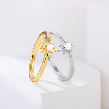 Simple Style Star Copper Gold Plated Zircon Open Rings In Bulk