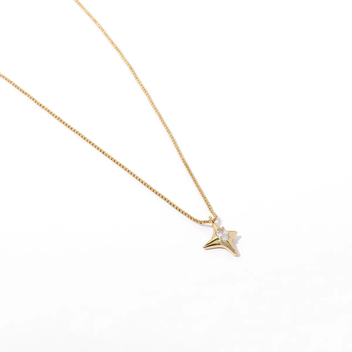 Simple Style Star Copper Plating Inlay Zircon Gold Plated Pendant Necklace