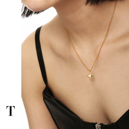 Simple Style Star Copper Plating Inlay Zircon Gold Plated Pendant Necklace