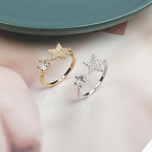 Simple Style Star Copper Plating Open Rings