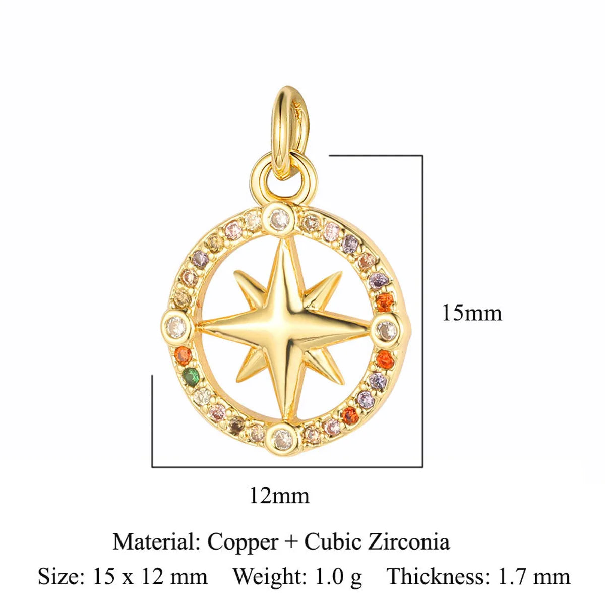 Simple Style Star Heart Shape Copper Plating Inlay Zircon Gold Plated Silver Plated Charms Jewelry Accessories