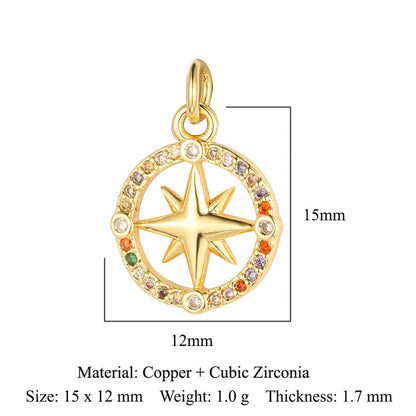 Simple Style Star Heart Shape Copper Plating Inlay Zircon Gold Plated Silver Plated Charms Jewelry Accessories