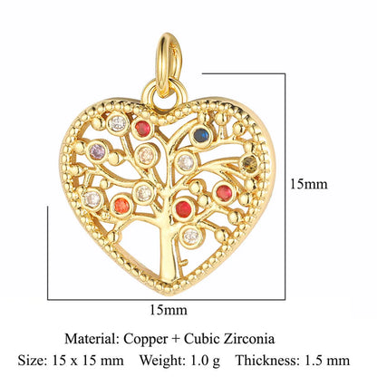 Simple Style Star Heart Shape Copper Plating Inlay Zircon Gold Plated Silver Plated Charms Jewelry Accessories