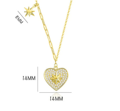 Simple Style Star Heart Shape Sterling Silver Plating Inlay Zircon Pendant Necklace