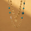 Simple Style Star Imitation Pearl Natural Stone Aluminum Inlay Natural Stone Layered Necklaces