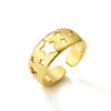 Simple Style Star Leaves Heart Shape Copper Inlay Zircon Open Ring