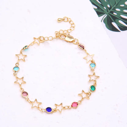 Simple Style Star Moon Butterfly Copper 18k Gold Plated Bracelets In Bulk