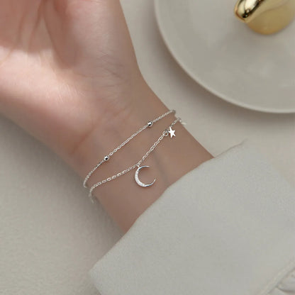 Simple Style Star Moon Copper Plating Silver Plated Bracelets