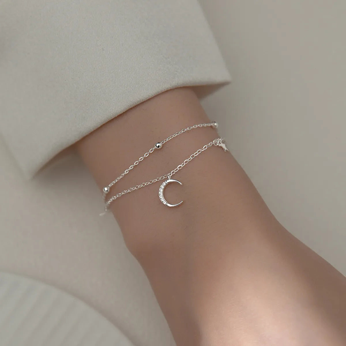 Simple Style Star Moon Copper Plating Silver Plated Bracelets